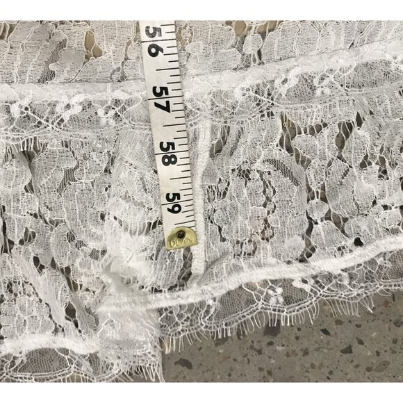 LULU'S White Stretch Lace Maxi Dress Size S-M Off Shoulder Long Sleeve Wedding - Picture 13 of 14